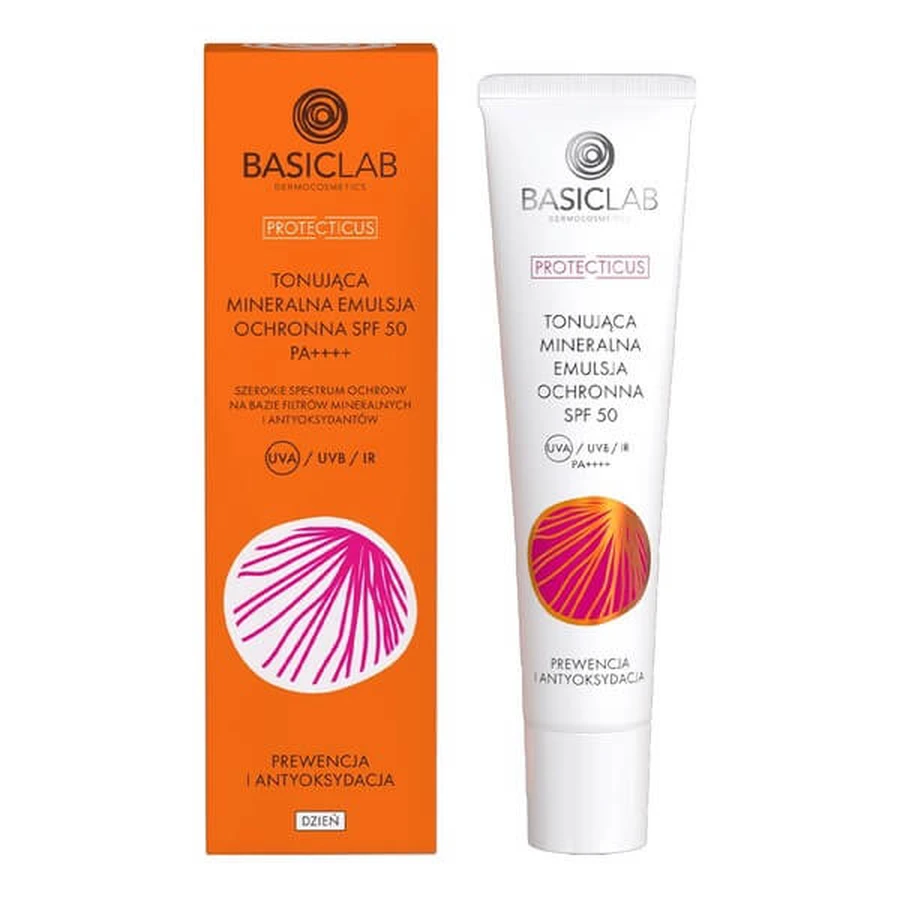 BasicLab Proteticus, emulsione minerale tonificante SPF 50 PPD 19.8 Prevenzione e Antiossidante, 40 ml