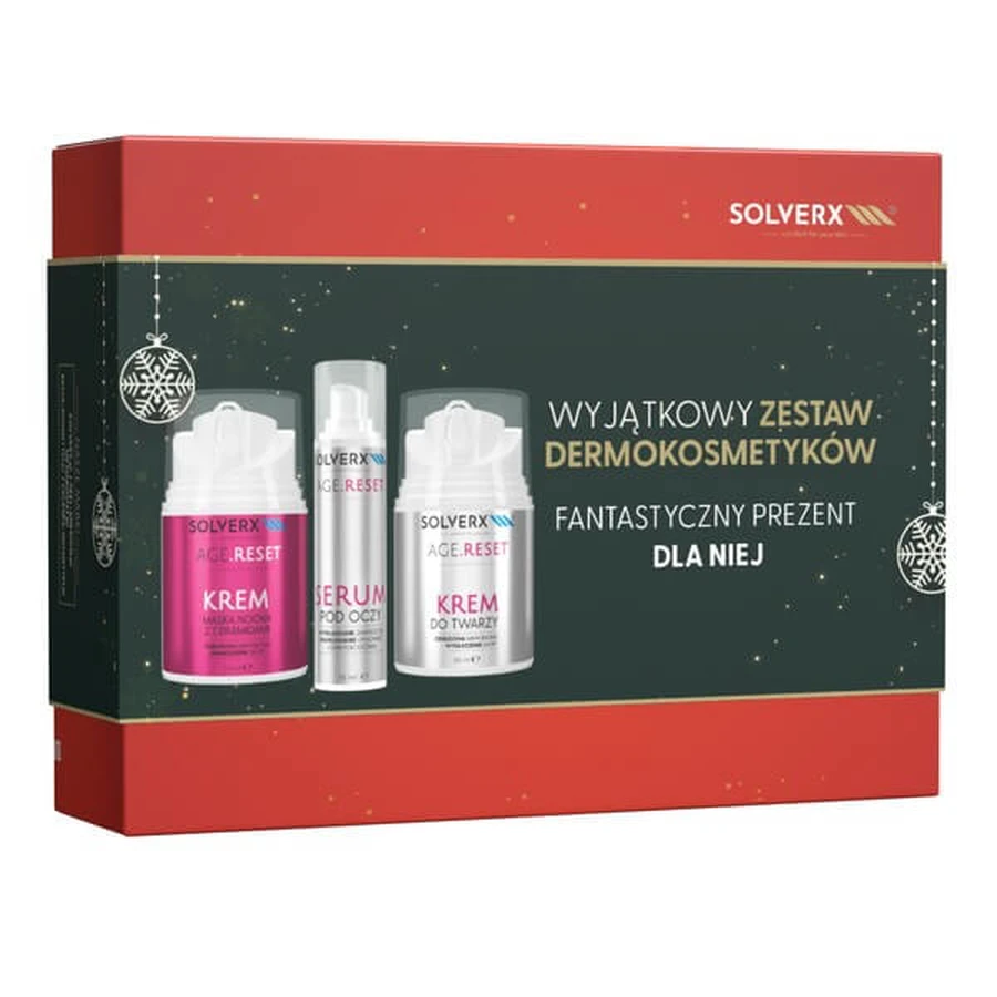Set Solverx Age Reset, cremă-mască de noapte, 50 ml + cremă de față, 50 ml + ser pentru ochi, 15 ml