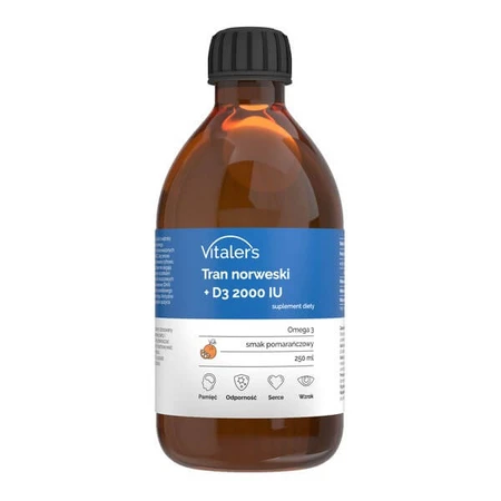 Vitaler's Norwegian Diet + D3 2000 UI, lichid, aromă de portocale, 250 ml