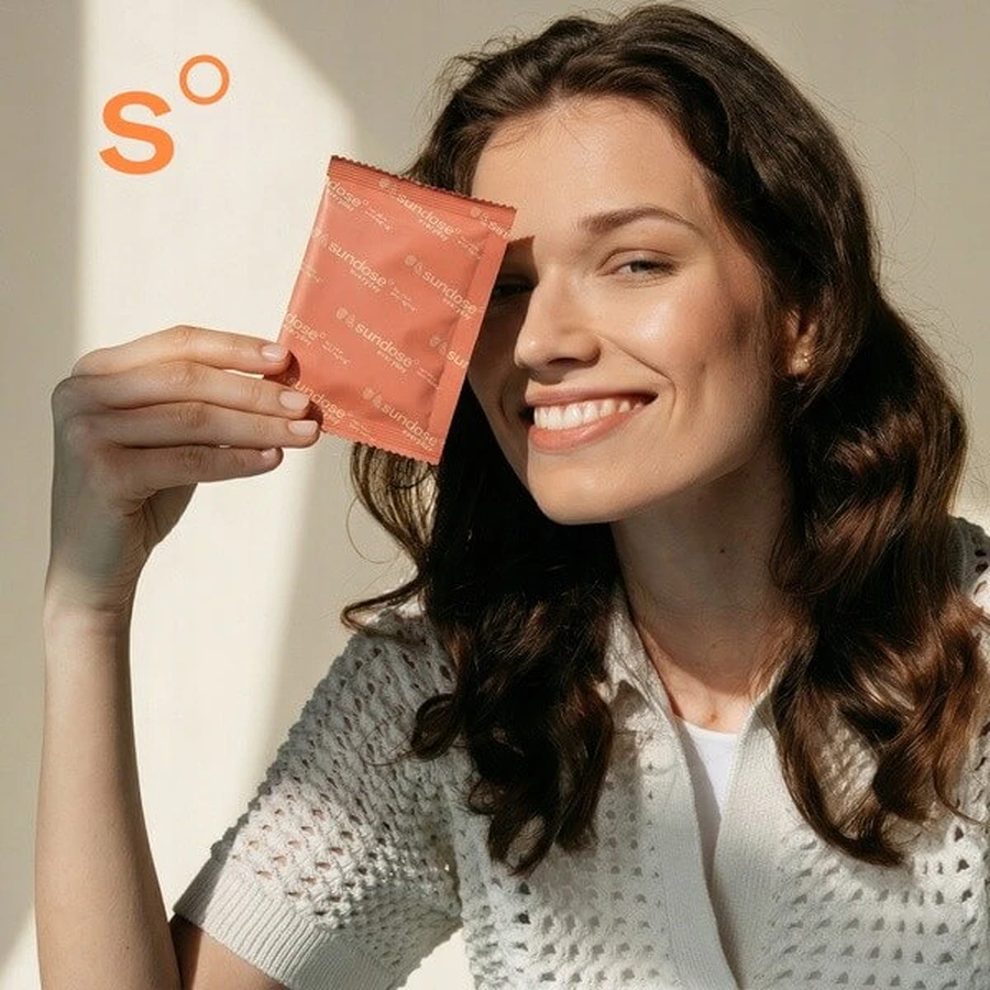 Sundose Everyday For Skin Anti-Aging, sachets de poudre, goût framboise et citron, 15 pièces.