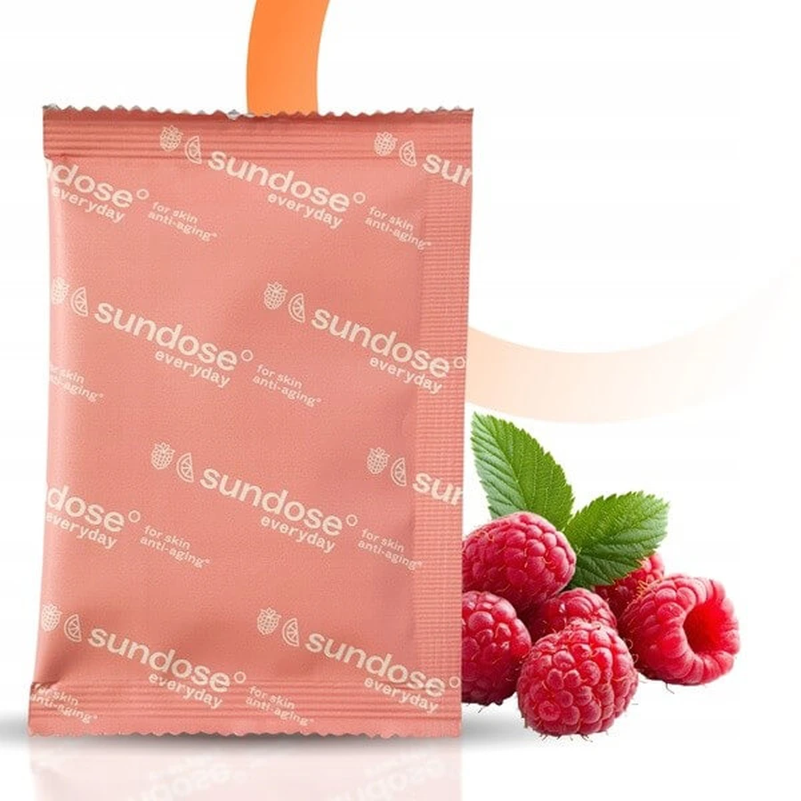 Sundose Everyday For Skin Anti-Aging, sachets de poudre, goût framboise et citron, 15 pièces.