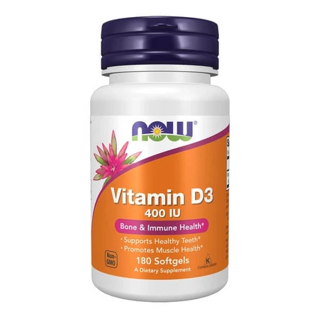 Now Foods, Vitamine D-3, 400 UI, gélules, 180 pcs.