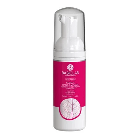BasicLab Micellis, spumă de curățare calmantă pentru pielea vasculară și sensibilă, 50 ml