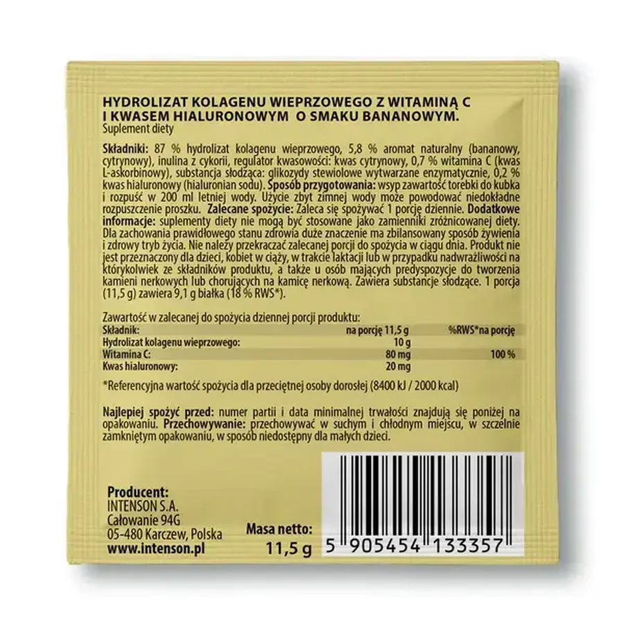 Intenson Collagen + hyaluronic acid + vitamin C, powder, banana flavor, 11.5 g
