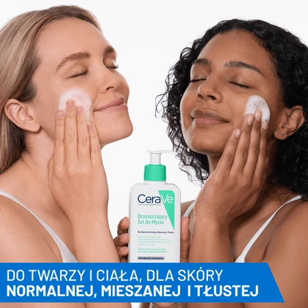 CeraVe Set, reinigendes Reinigungsgel mit Ceramiden für normale und fettige Haut, 473 ml + feuchtigkeitsspendende Gesichtscreme mit Ceramiden, 52 ml