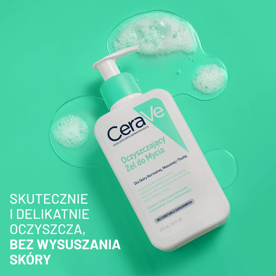 CeraVe Set, reinigendes Reinigungsgel mit Ceramiden für normale und fettige Haut, 473 ml + feuchtigkeitsspendende Gesichtscreme mit Ceramiden, 52 ml