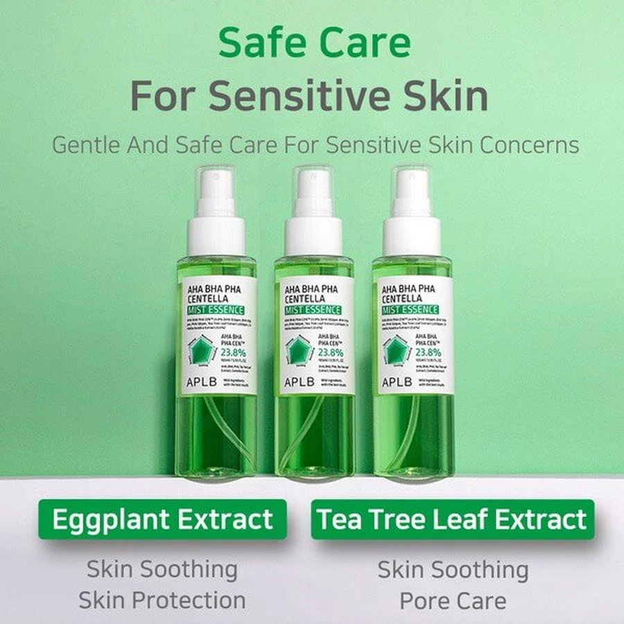 APLB AHA BHA PHA Centella Mist Essence, esencia facial con ácidos y Centella Asiática, 105 ml.