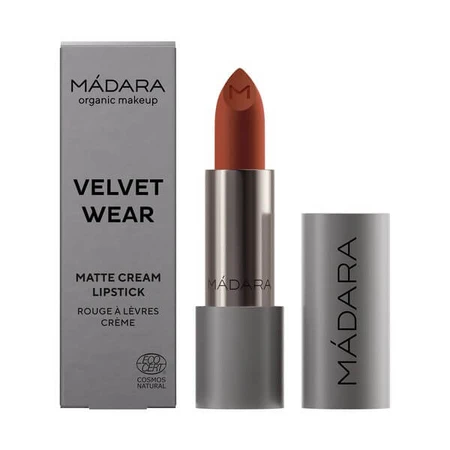 Madara Velvet Matte Cream Lipstick, rouge à lèvres mat avec un fini satiné, Magma, 3.8 g