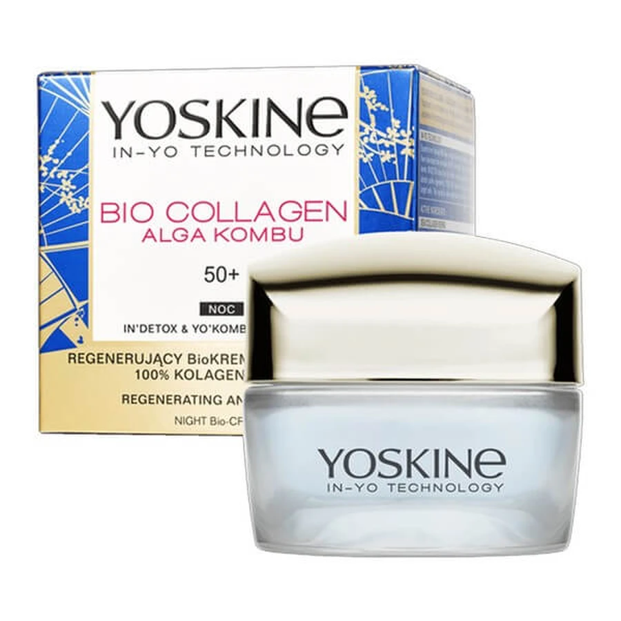 Yoskine Bio Colágeno, crema regeneradora de noche para rostro 50+, 50 ml