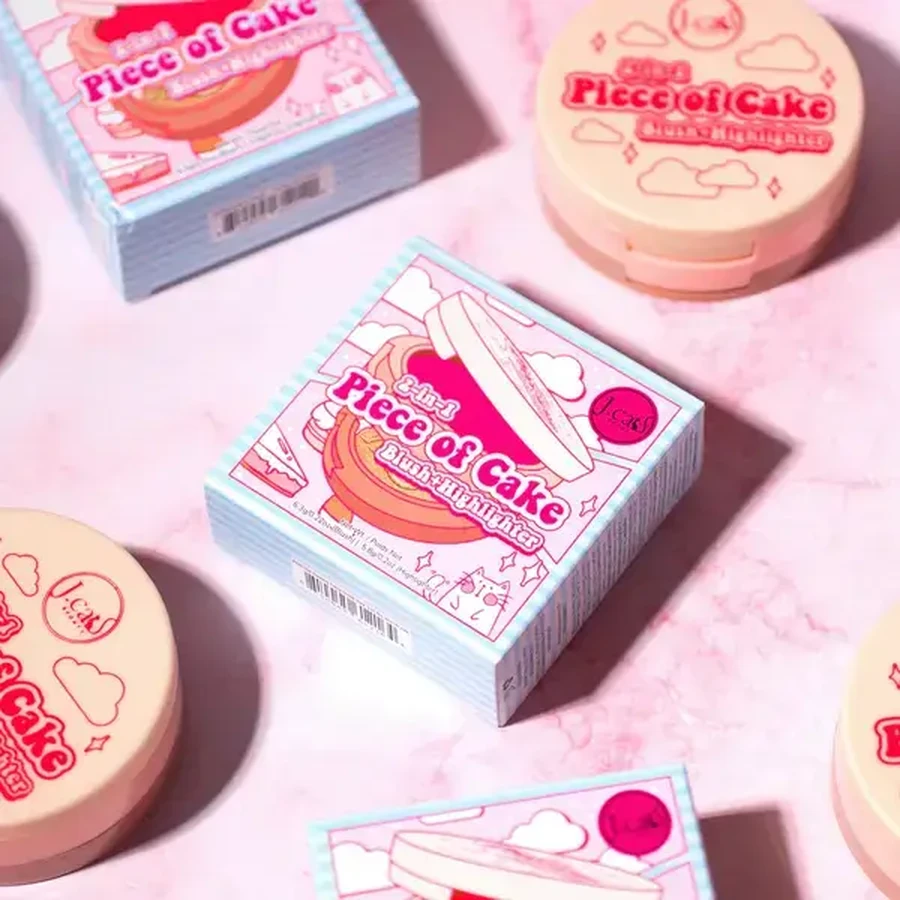 J.Cat Beauty 2 in 1 Piece of Cake Blush + Highlighter, 2-in-1 Rouge und Highlighter 102 Cherry Sweet, 12,1 g