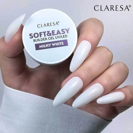 Claresa Soft&amp;Easy Builder Gel, gel constructor de uñas, Blanco Lechoso, 45 g