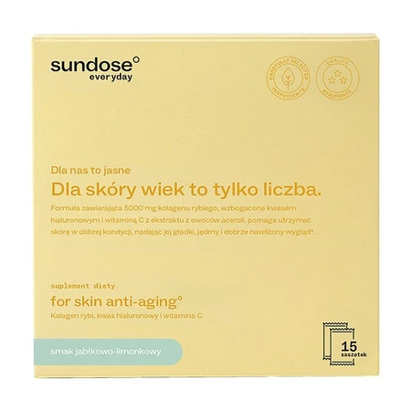 Sundose Everyday For Skin Anti-Aging, poederzakjes, appel-limoen smaak, 15 st.