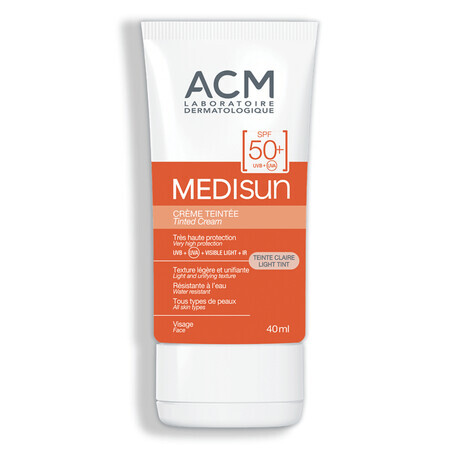 Cremă colorată pentru protectie solara cu SPF 50+ Light Tint Medisun, 40 ml, Acm