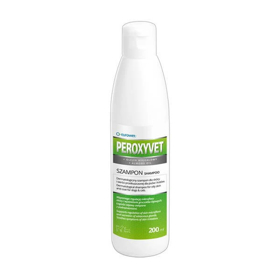 Peroxyvet, champú dermatológico para piel y pelo grasos para perros y gatos, 200 ml