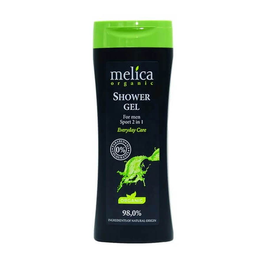 Melica Organic, gel de ducha para hombre 2 en 1, Sport, 250 ml