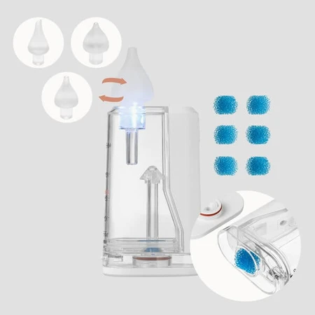 Lionelo BabyAir Flow, aspiratore nasale elettrico con luce, 1 pz.
