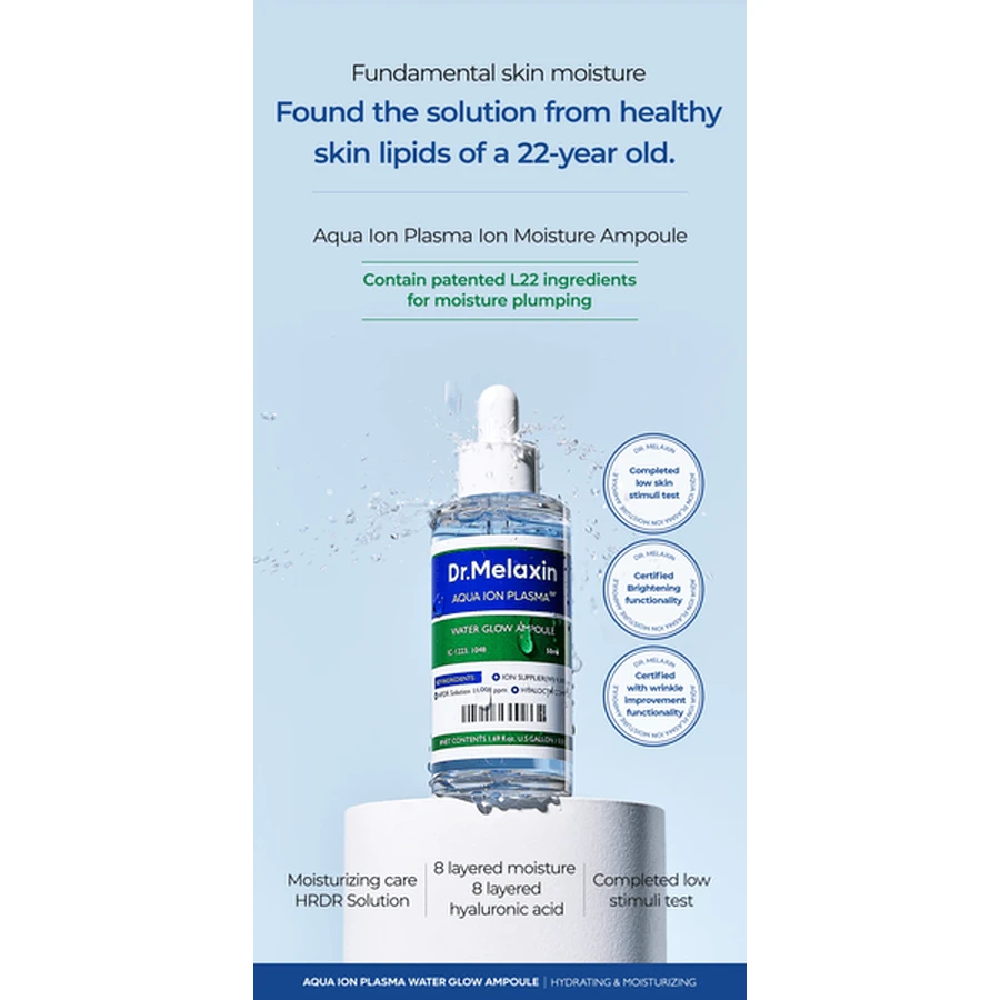 Melaxin Aqua Ion Plasma Water Glow Ampoule, ampoule hydratante, 50ml