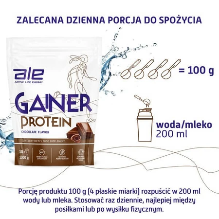 ALE Gainer Protein Sabor Chocolate, en polvo, 1000 g