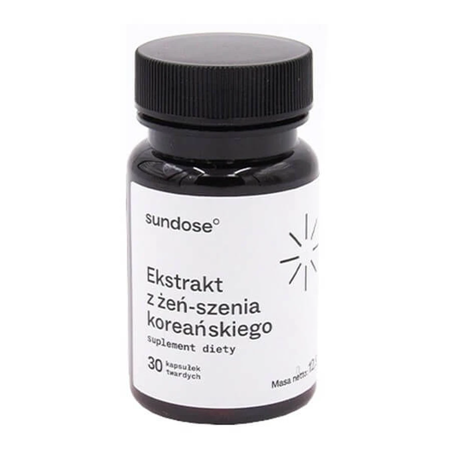 Sundose Ekstrakt z żeń-szenia koreańskiego, kapsułki twarde, 30 szt.: ceny i cechy