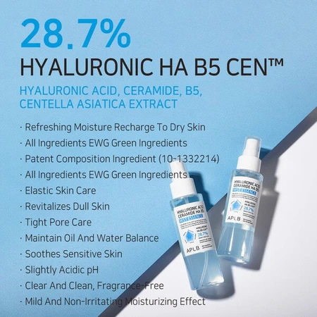 APLB Hyaluronic Acid Ceramide HA B5 Mist Essence, Gesichtsnebel-Essenz mit Hyaluronsäure und Ceramiden, 105 ml.
