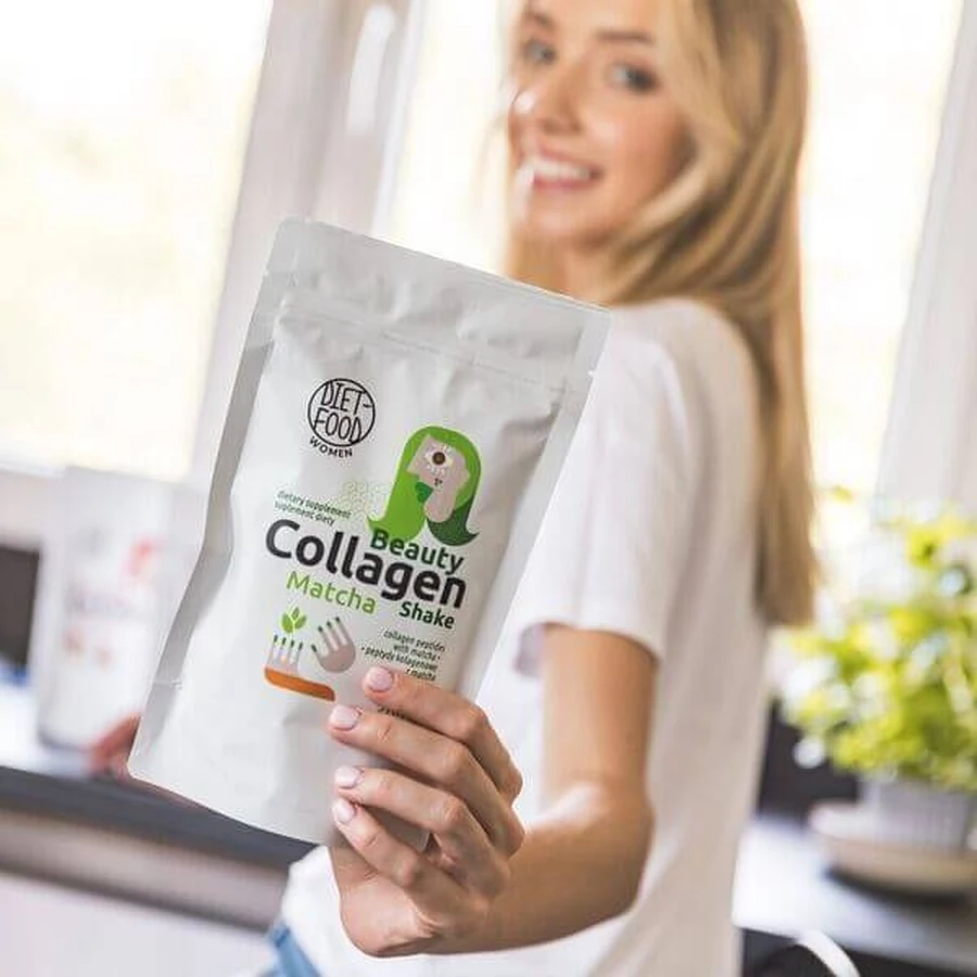 Diet-Food Mujer Belleza Batido de Colágeno Matcha, polvo, 200 g
