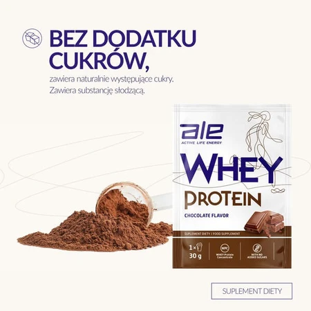 ALE Whey Protein cu aromă de ciocolată, pulbere, 30 g