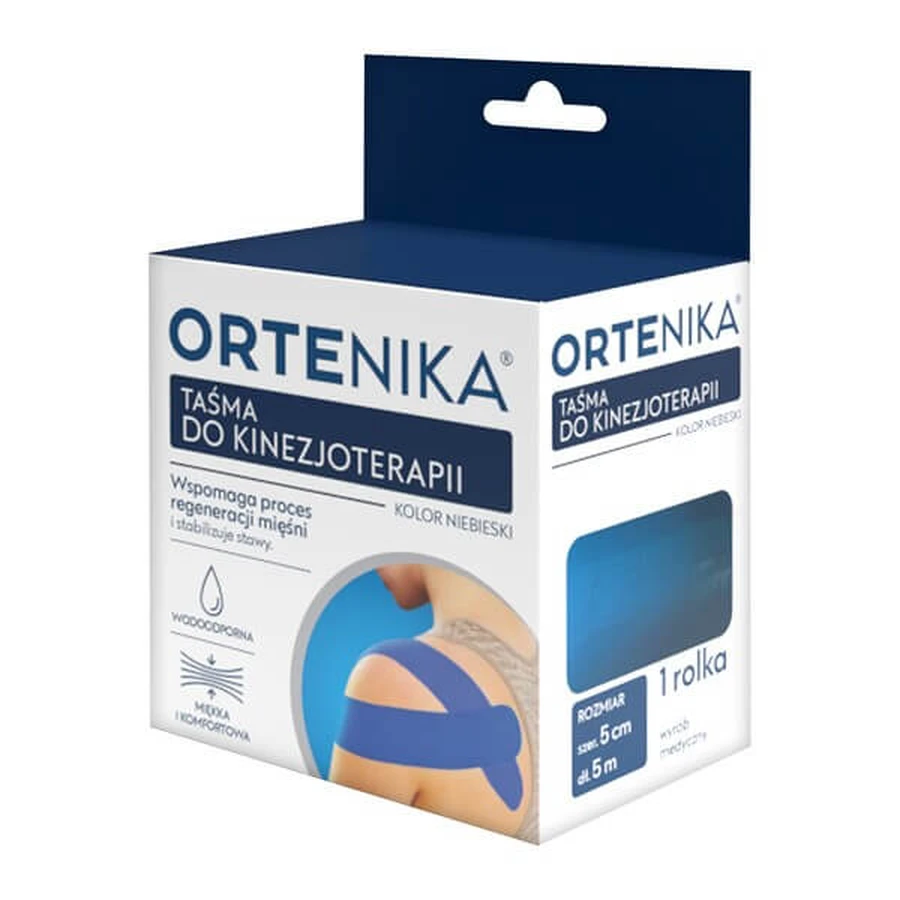 Ortenika, cinta de kinesioterapia, 5 cm x 5 m, azul, 1 rollo