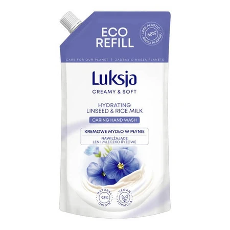 Luxja Creamy &amp; Sanfte, feuchtigkeitsspendende Flüssigseife, Flachs- und Reismilch, Nachfüllpackung, 900 ml