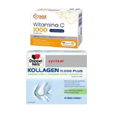 DOZ Product set Vitamin C 1000 + bioflavonoids, capsules, 60 pcs. + Doppelherz system Kollagen 11,000 PLUS, liquid, ampoules, 30 pcs. x 25 ml