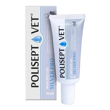 Polisept Vet Wondgel Silver Pro, gelverband voor honden en katten, 30 ml.