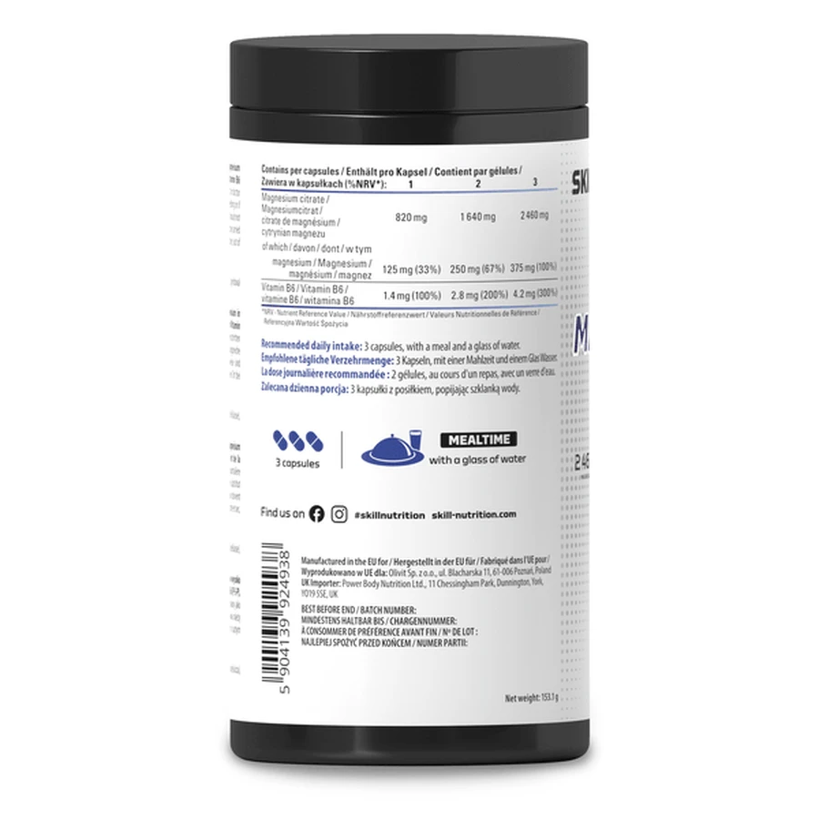 Skill Nutrition Magnesium Citrate + B6, kapsułki, 180 szt.: ceny i cechy
