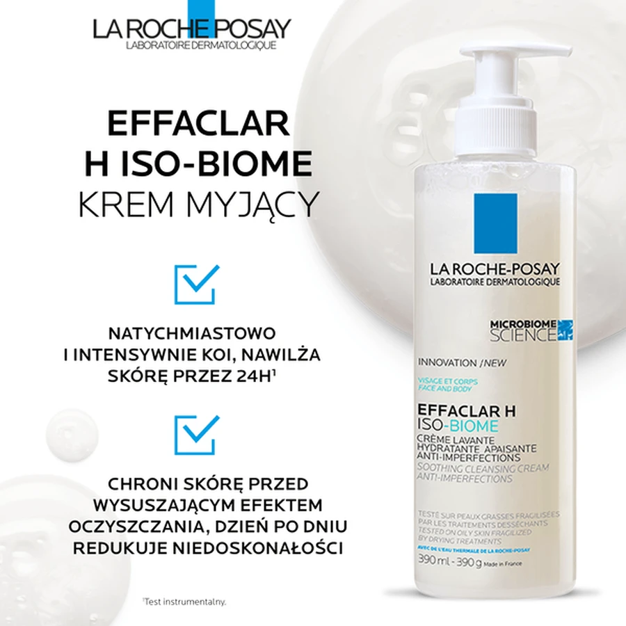 La Roche-Posay Effaclar H ISO-Biome set, gezichtshydraterende crème, 40 ml + verzachtende reinigingscrème, 390 ml