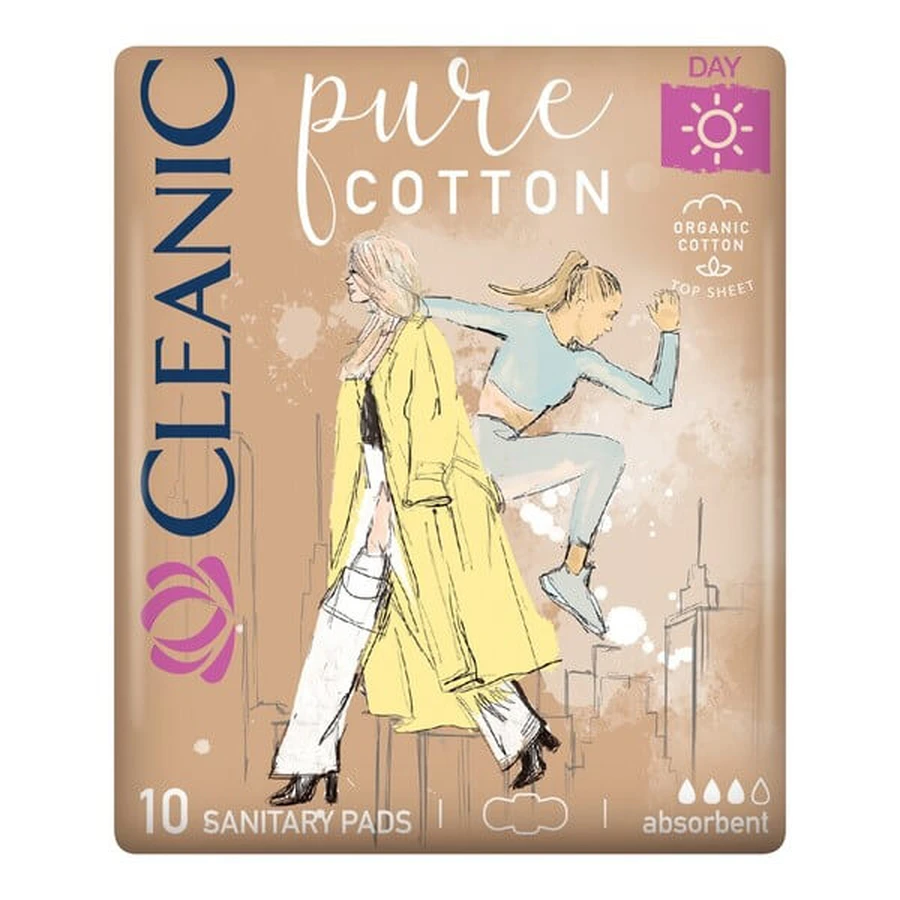 Cleanic Pure Cotton Day, compresas higiénicas, 10 uds.