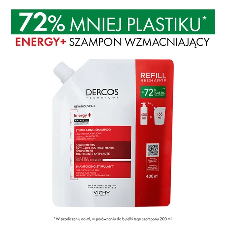 Dercos Energy+ set, shampooing fortifiant, 400 ml + recharge, 400 ml
