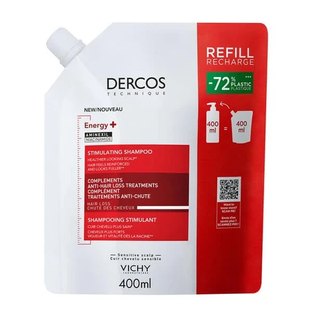 Dercos Energy+ set, shampooing fortifiant, 400 ml + recharge, 400 ml