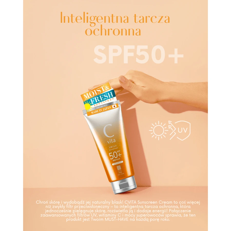 Meishoku C Vita Sunscreen Cream SPF50+, crema solare dalla texture vellutata e leggera, 50 g