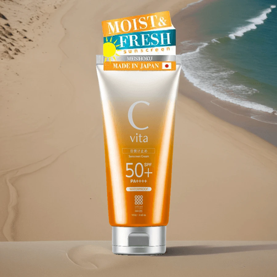 Meishoku C Vita Sunscreen Cream SPF50+, crema solare dalla texture vellutata e leggera, 50 g