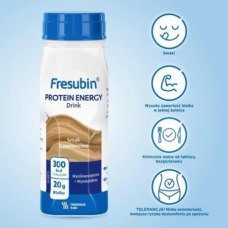 Fresubin Protein Energy Drink, cappuccino flavored liquid, 8 x 200 ml