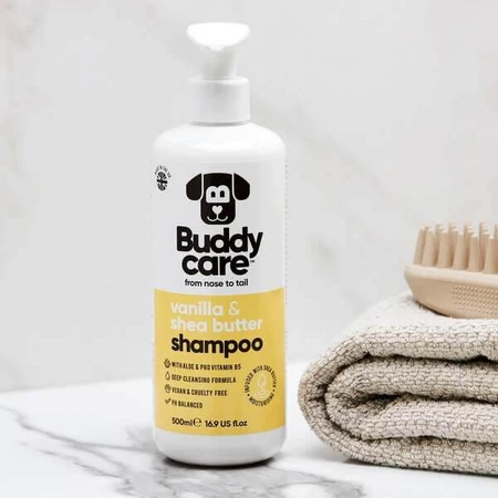 Buddycare, champú para perros, vainilla y manteca de karité, 500 ml