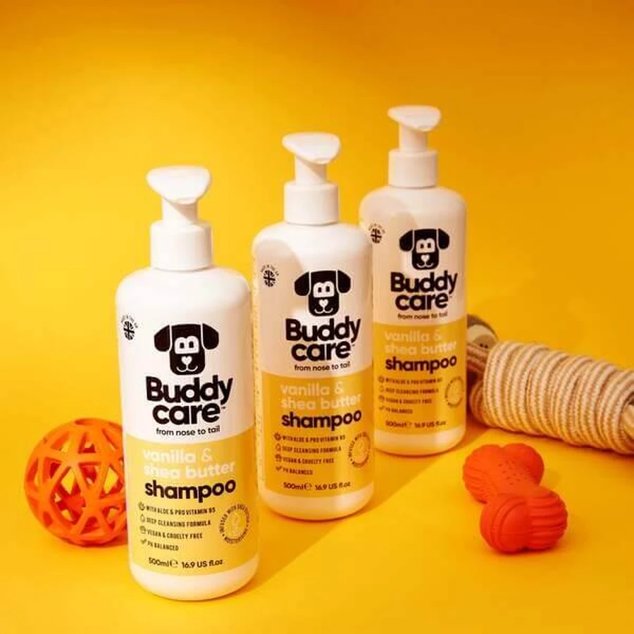 Buddycare, champú para perros, vainilla y manteca de karité, 500 ml