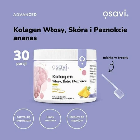 Osavi Collagène Cheveux, Peau et Ongles, poudre, goût ananas, 150 g