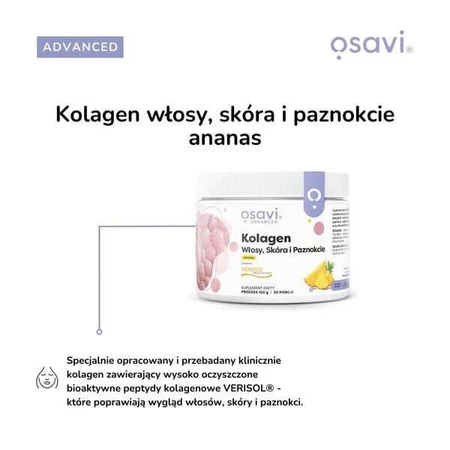 Osavi Collagène Cheveux, Peau et Ongles, poudre, goût ananas, 150 g