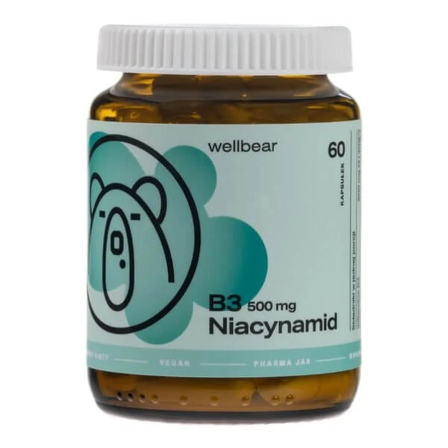 Wellbear Witamina B3 500 mg Niacynamid, kapsułki, 60 szt.: ceny i cechy