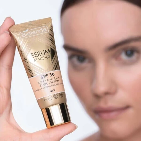 Bielenda Serum Make-up, correctievloeistof+serum SPF50 voor alle huidtypes, Nr. 3, 30 g