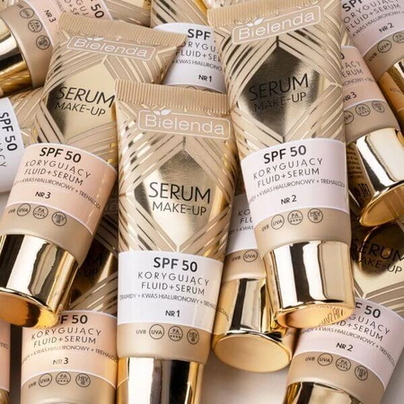 Bielenda Serum Make-up, correctievloeistof+serum SPF50 voor alle huidtypes, Nr. 3, 30 g