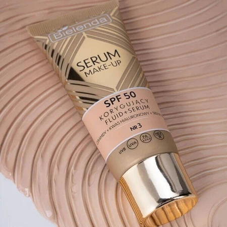 Bielenda Serum Make-up, correctievloeistof+serum SPF50 voor alle huidtypes, Nr. 3, 30 g