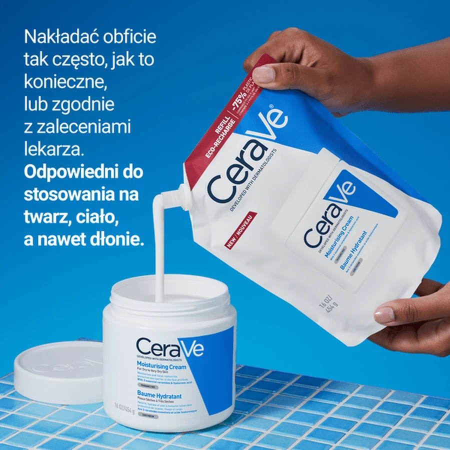 Kit CeraVe, loțiune hidratantă pentru față și corp cu ceramide pentru piele uscată și foarte uscată, 454 g + pachet de reumplere, 454 g