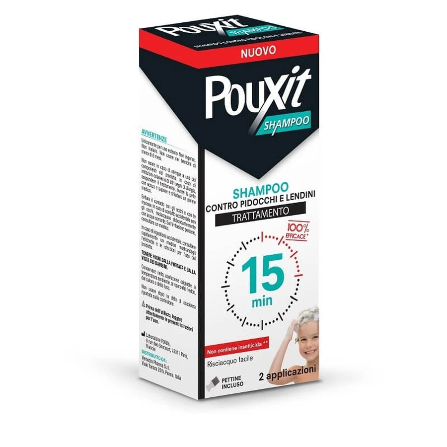 Pouxit Anti-Läuse- und Nissen-Shampoo 2-in-1-Wirkung, mit Kamm, ab 6 Monaten, Flasche 200ml