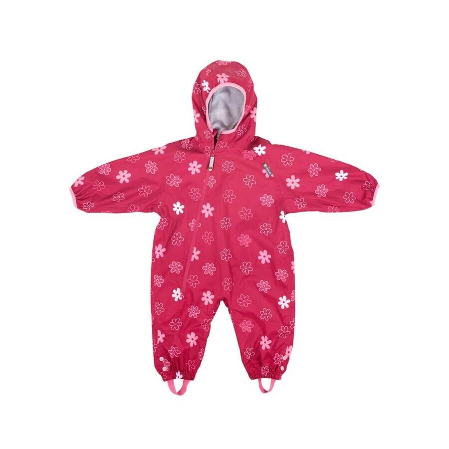 Combinezon Impermeabil Fleece Red Flowers 18-24 luni