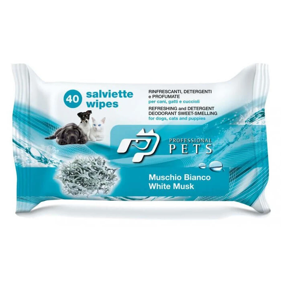 PET PROFESSIONAL WIPES MUSK WHITE 40 PCS